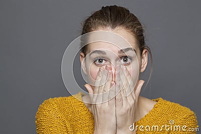 Negative feelings concept for shocked beautiful girl Stock Photo