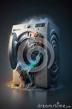 Negative impact of washing machine on environment, AI generative Stock Photo