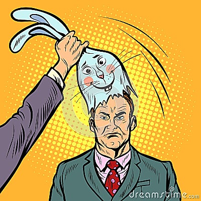 Negative man under the mask of a good Bunny Vector Illustration