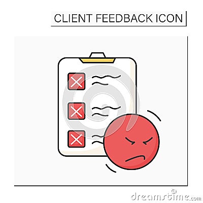 Negative opinion survey color icon Vector Illustration