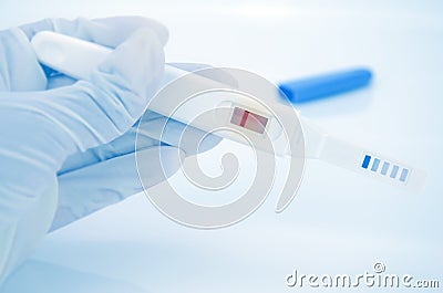 The negative result of quick urine test. Stock Photo