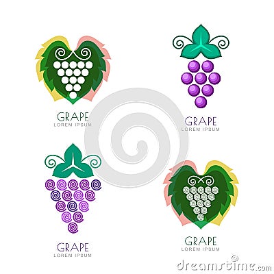 Negative space grave leaf logo design. Concept for winery, wine Vector Illustration