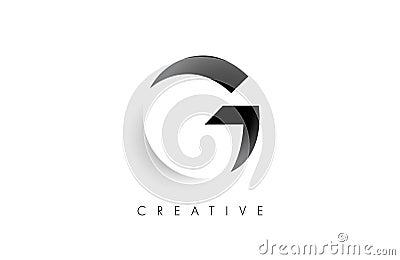 Negative Space Letter G Logo icon design with soft shaddow in black and white Vector Vector Illustration