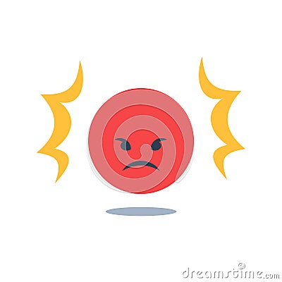Negative thinking, bad experience feedback, unhappy client or difficult customer, service quality, angry red face Vector Illustration