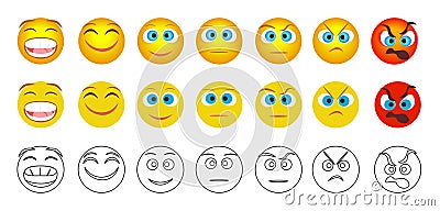 From negative to positive emoji emotions isolated. Vector Illustration