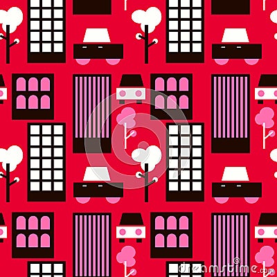 Neghborhood streets seamless pattern Vector Illustration