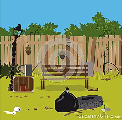 Backyard before makeover Vector Illustration