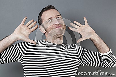 Negligence concept for coward 40s man smiling Stock Photo