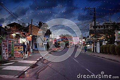 Negombo city streets at night Editorial Stock Photo