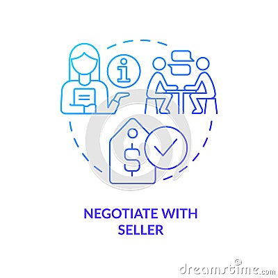 Negotiate with seller blue gradient concept icon Vector Illustration