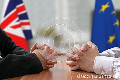 Negotiation of Great Britain and European Union Brexit. Statesman or politicians. Stock Photo