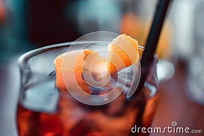 Negroni cocktail close up Stock Photo