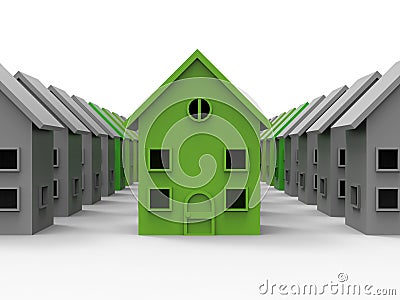 Neighborhood energy efficient house Cartoon Illustration