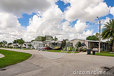 Neighborhood with mobile homes Stock Photo