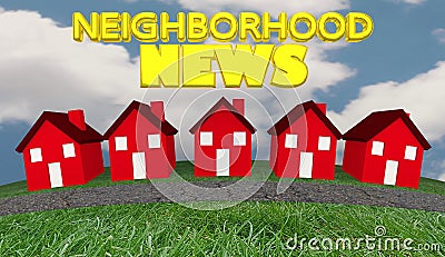 Neighborhood News Houses Community Information Update Stock Photo