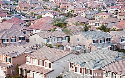 Neighborhood Roof Tops View Stock Photo