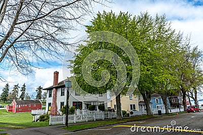 Neighborhood of typical small northwest suburb in Port Gamble, Washington, USA Editorial Stock Photo