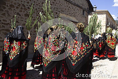 Vinuesa, SORIA, SPAIN - 16 AUGUST 2019: procession of Editorial Stock Photo