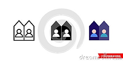 Neighbour icon of 3 types color, black and white, outline. Isolated vector sign symbol Stock Photo