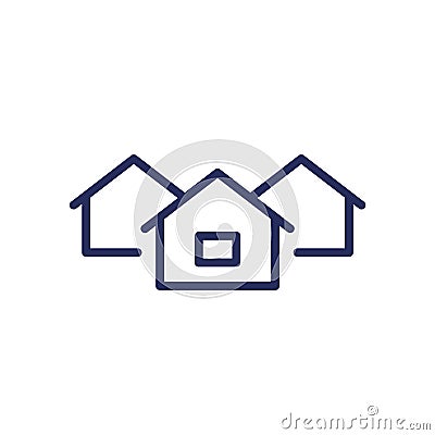 neighbourhood line icon with houses Vector Illustration