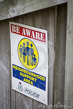 Neighbourhood watch poster from the New Zealand police force Editorial Stock Photo