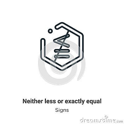 Neither less or exactly equal symbol outline vector icon. Thin line black neither less or exactly equal symbol icon, flat vector Vector Illustration
