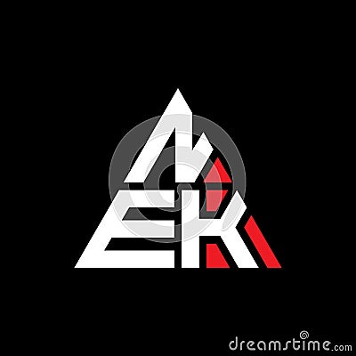 NEK triangle letter logo design with triangle shape. NEK triangle logo design monogram. NEK triangle vector logo template with red Vector Illustration