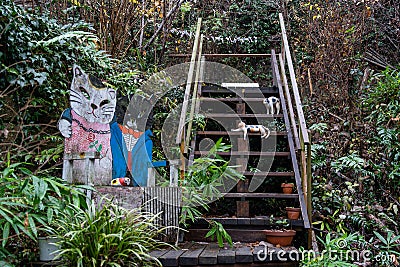 Neko-no-Hosomichi Cat Alley in Onomichi City. Hiroshima Prefecture, Japan Editorial Stock Photo