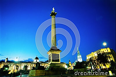 Nelson column at dusk Editorial Stock Photo