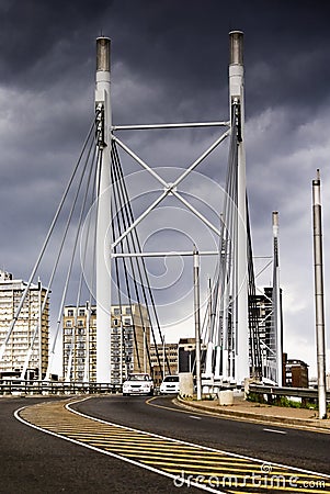 Nelson Mandela Bridge facing into Braamfontein Stock Photo