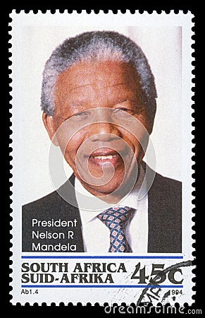 Nelson Mandela South Africa postage stamp Editorial Stock Photo