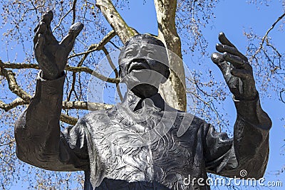 Nelson Mandela Statue in Parliament Square, London Editorial Stock Photo