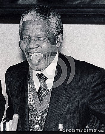 NELSON MANDELA WITH UFFE ELLEMANN-JSEN_DK Editorial Stock Photo