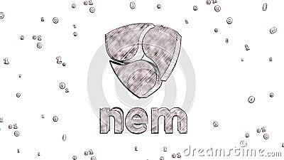 Nem cryptocurrency logo 3D illustration sketch style Cartoon Illustration