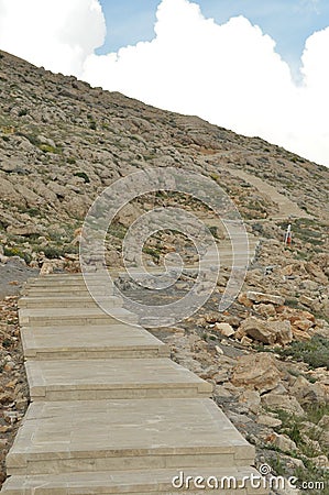 Nemrut Dagi. Mountains on the background of sky. Vertices covered with snow. Tourism Stock Photo