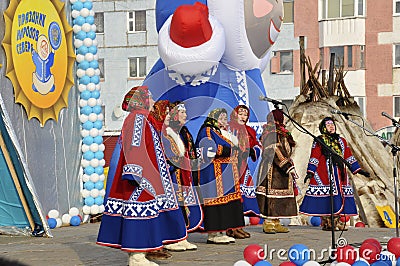 Nenets women sing songs of the north culture Editorial Stock Photo