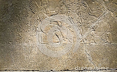 Neo-Assyrian relief reign of Ashur-Nasir-Pal II at Brooklyn Museum NYC Editorial Stock Photo