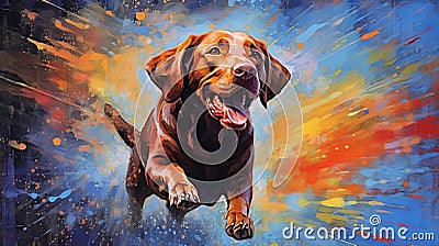 Neo-expressionist Labrador Retriever In Colorful Paint Stock Photo