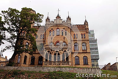 Neo-Gothic building of Kalvariju castle in Vilnius, Lithuania. Editorial Stock Photo