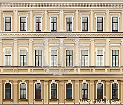Neoclassic architecture wall with windows vintage background Stock Photo