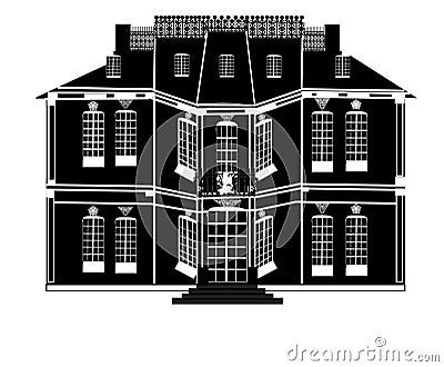 Neoclassical Manor House Vector Illustration