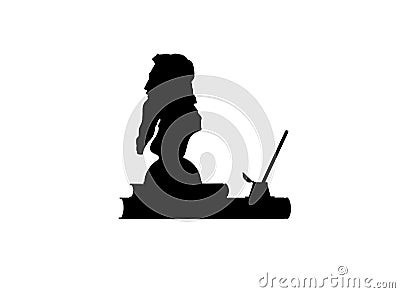 Neoclassical sculpture and ink-pot on two books Vector Illustration