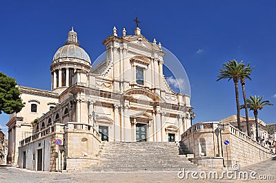 The Neoclassicist Church of the Annunziata 16th century in Comiso Sicily, Italy. Stock Photo