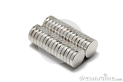 Neodymium magnet 10mm x 2mm Stock Photo