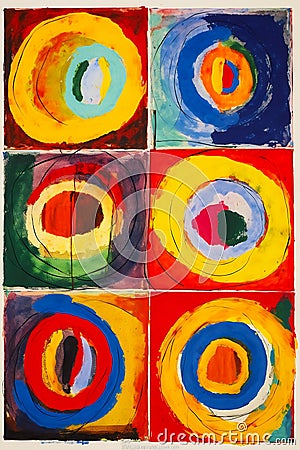 Neoexpressionist Hanging Scroll with Transformation Sequence Stock Photo