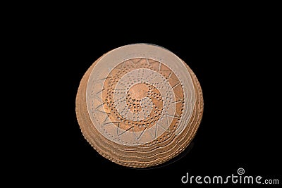 Neolithic bowl made with geometrical incised decoration Editorial Stock Photo