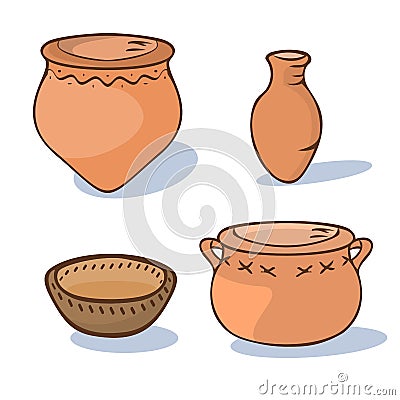 Neolithic ceramics cartoon Vector Illustration