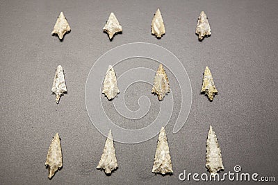 Neolithic stone arrowheads Editorial Stock Photo