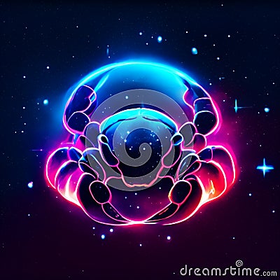 Neon abstract planet. Futuristic vector illustration. Space background. Generative AI Cartoon Illustration