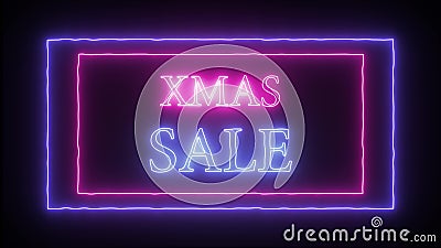 Neon advertising `Xmas Sale` Stock Photo